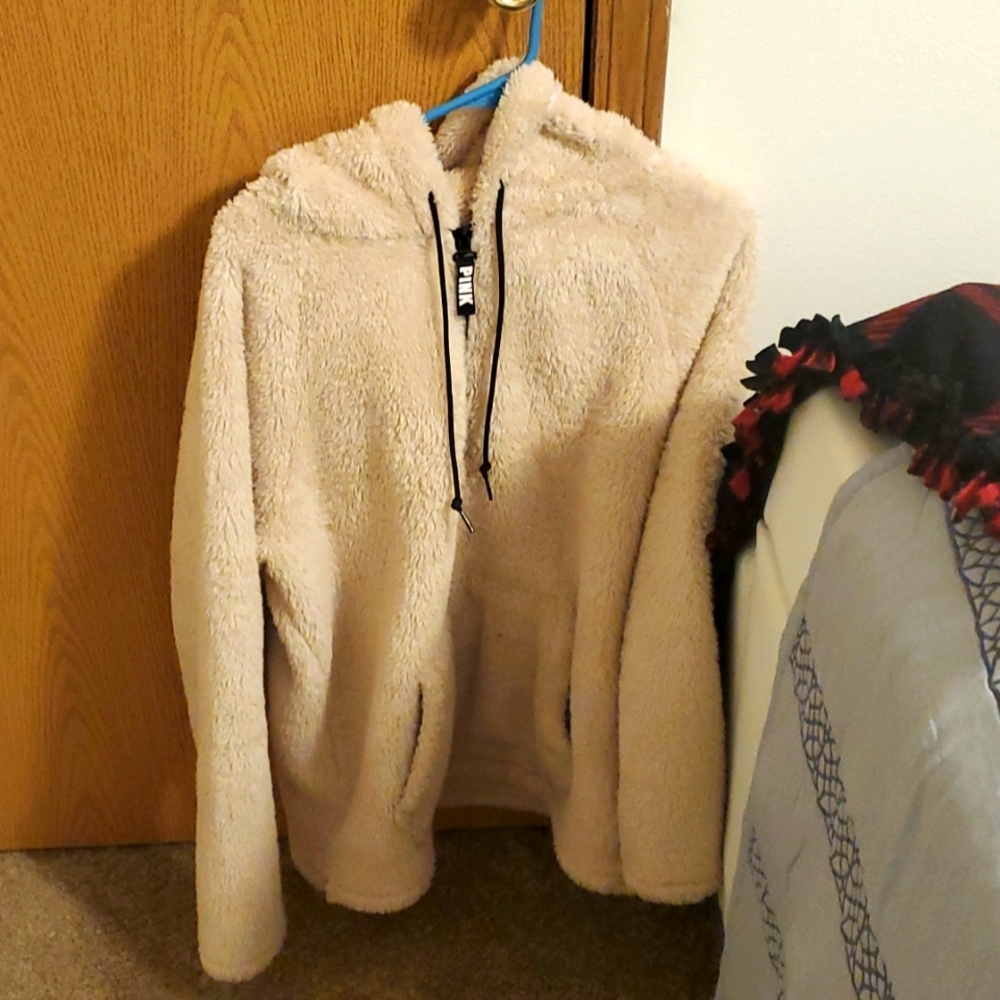 size medium PINK very soft fur hoodie - Picture 1 of 2